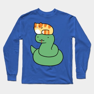 Snake and Little Orange Tabby Cat Long Sleeve T-Shirt